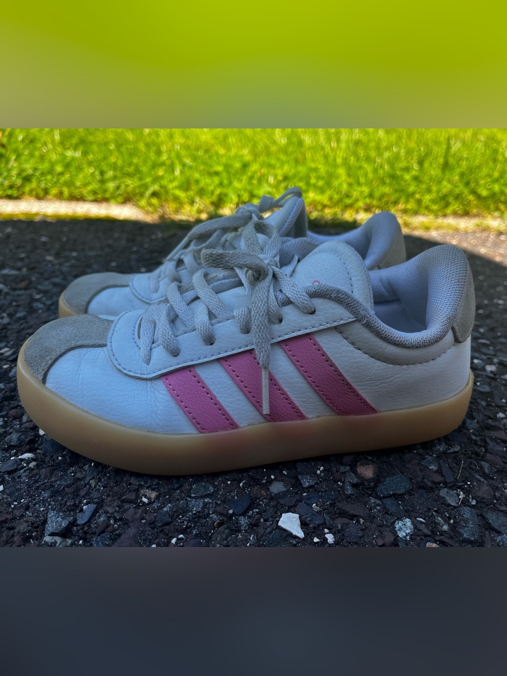 Adidas VL Court 3.0 Kids Youth 1.5 White Pink Gum Sole Sneakers IH3483